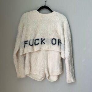 Nasty Gal Two Fuzzy Piece Set with Bold Text